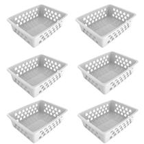 Kit 6 Cestos Caixa Organizadora Multiuso Quadrada GG 37x29x9