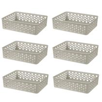 Kit 6 Cestos Empilhável Organizadores Design Médio 24,2x19 Moderno Versátil Lavanderia Multiuso
