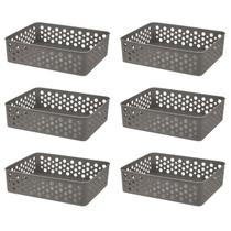 Kit 6 Cestos Empilhável Organizadores Design Médio 24,2x19 Moderno Versátil Lavanderia Multiuso