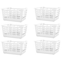 Kit 6 Cestos Multiuso Atenas Pequeno 25x15,5x29,5 Branco Vazado Arqplast 25877PM
