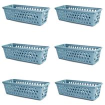 Kit 6 Cestos Multiuso Comprido Retangular Cinza 28x11x8 Cm 123Organizei