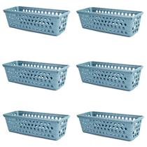 Kit 6 Cestos Multiuso Comprido Retangular Cinza 28x11x8 Cm 123Organizei