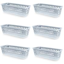 Kit 6 Cestos Multiuso Comprido Retangular Transparente 28x11x8 Cm 123Organizei