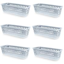 Kit 6 Cestos Multiuso Comprido Retangular Transparente 28x11x8 Cm 123Organizei