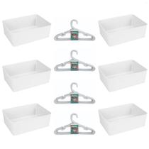 Kit 6 Cestos Multiuso Decorativo e 20 Cabides Infantis Branco Kit 6 Cestos Multiuso Decorativo e 20 Cabides Infantis Branco