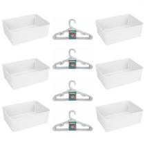Kit 6 Cestos Multiuso Decorativo e 20 Cabides Infantis Branco Kit 6 Cestos Multiuso Decorativo e 20 Cabides Infantis Branco