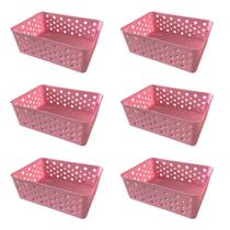 Kit 6 Cestos Multiuso Organizador Empilhável Gaveta 19x14x6