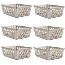 Kit 6 Cestos Multiuso Organizador Médio Cinza 20x15,5x6,5Cm