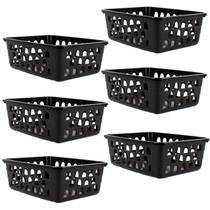 Kit 6 Cestos Multiuso Organizador Médio Preto 20x15,5x6,5Cm