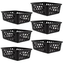 Kit 6 Cestos Multiuso Organizador Médio Preto 20x15,5x6,5Cm