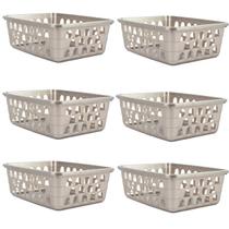 Kit 6 Cestos Multiuso Organizador P Cinza 16x12x6Cm