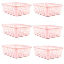 Kit 6 Cestos Multiuso Organizador Pequeno Rosa 16x12x6Cm Kit 6 Cestos Multiuso Organizador Pequeno Rosa 16x12x6Cm