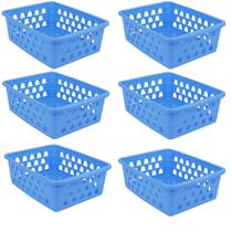 Kit 6 Cestos Multiuso Pequeno Azul 12x6x16cm PP 1028 Uninjet