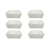 Kit 6 Cestos Org Multiuso Decorativo Premium Branco