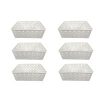 Kit 6 Cestos Org Multiuso Decorativo Premium Branco Kit 6 Cestos Org Multiuso Decorativo Premium Branco