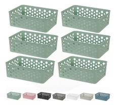 Kit 6 Cestos Organizador Armário Gaveta Lavanderia P (19X13)