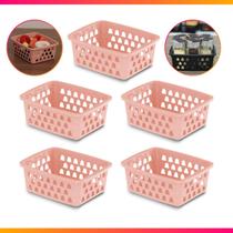 Kit 6 Cestos Organizador Armário Gaveta Lavanderia P Premium