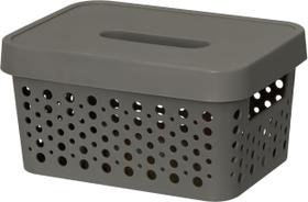 KIT 6 Cestos Organizador c/ Tampa Trama Rattan 2L Usual