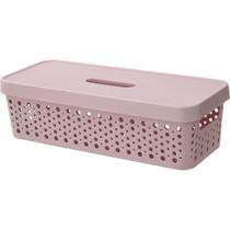 Kit 6 Cestos Organizador c/ Tampa Trama Rattan 3,6L Usual