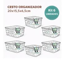 Kit 6 Cestos Organizador Multiuso 16x12x6cm Decorativo Resistente -