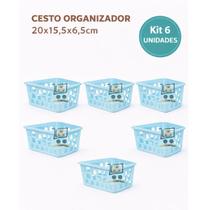 Kit 6 Cestos Organizador Multiuso 20x15,5x6,5cm Decorativo Resistente -