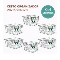 Kit 6 Cestos Organizador Multiuso 20x15,5x6,5cm Decorativo Resistente -