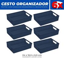 Kit 6 Cestos Organizador Multiuso Armário Lavanderia P 24x16