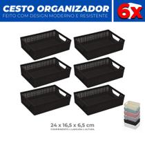 Kit 6 Cestos Organizador Multiuso Armário Lavanderia P 24x16