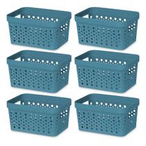 Kit 6 Cestos Organizador Multiuso Empilhável Gaveta 19x11x10 Sem Tampa 2L Trama Rattan