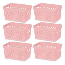 Kit 6 Cestos Organizador Multiuso Empilhável Gaveta 19x11x10 Sem Tampa 2L Trama Rattan