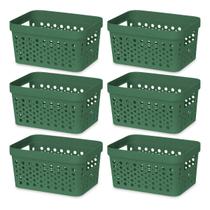 Kit 6 Cestos Organizador Multiuso Empilhável Gaveta 19x11x10 Sem Tampa 2L Trama Rattan Kit 6 Cestos Organizador Multiuso Empilhável Gaveta 19x11x10 Sem Tampa 2L Trama Rattan