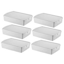 Kit 6 Cestos Organizadores 11L Crippa Caixas com Tampa Empil