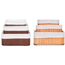 Kit 6 cestos organizadores bambu claro e escuro para guarda roupa armário closet quarto cozinha