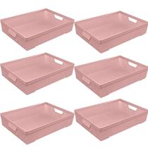 Kit 6 Cestos Organizadores Juta A5 2 L Rosa 24x16,5x6,5 Cm