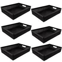 Kit 6 Cestos Organizadores Juta A5 2L Preto 24x16,5x6,5 Cm Kit 6 Cestos Organizadores Juta A5 2L Preto 24x16,5x6,5 Cm