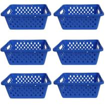 Kit 6 Cestos Organizadores Médio 1400 ML Azul 20x15x6cm