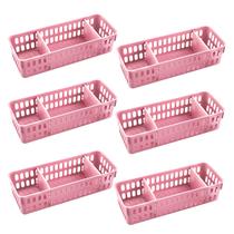 Kit 6 Cestos Organizadores Multiuso Com Divisórias 2,5 Litros Conjunto Para Quarto Cozinha Banheiro Porta Objetos Acessórios Alimentos 11x32cm