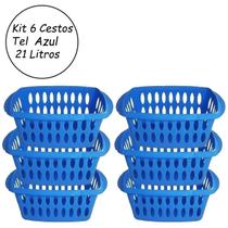 Kit 6 Cestos Organizadores Para Roupas 21 Litros Telhado