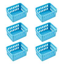 Kit 6 Cestos Organizadores Slim Cloridos 11x15cm Multiuso Para Cozinha Banheiro Quarto Porta Acessórios Objetos