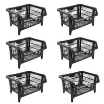 Kit 6 Cestos Plásticos Expositor Preto 44,5X20,5X35Cm Kit 6 Cestos Plásticos Expositor Preto 44,5X20,5X35Cm