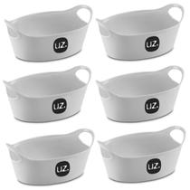 Kit 6 Cestos Plus P Branco Plástico Alça 20x9cm Resistente Kit 6 Cestos Plus P Branco Plástico Alça 20x9cm Resistente