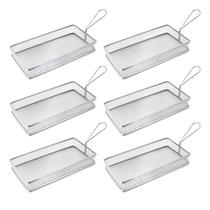 Kit 6 Cestos Servir Top Aramado Inox 26x14cm Porção Fritas
