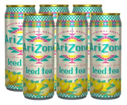 kit 6 Chá Arizona Iced Tea With Lemon Lata 290ml