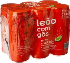KIT 6 Chá Matte sabor Limão com Gás Leão Lata 290ml