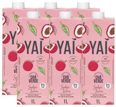 kit 6 CHÁ VERDE SABOR LICHIA ZERO AÇÚCAR YAÍ CAIXA 1L