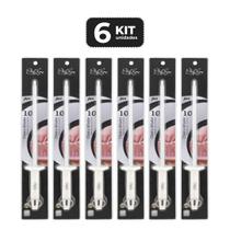 Kit 6 chaira afiador 10" cabo polipropileno branco 39 cm