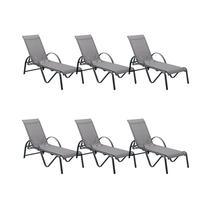 Kit 6 Chaise Búzios Grafite Alumínio