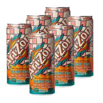 Kit 6 Chás Preto Importado Arizona Sabor Pêssego 290ml