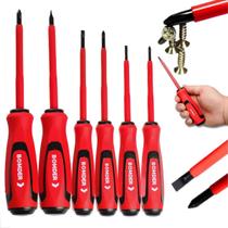 Kit 6 Chave De Fenda Philips Isolada Eletricista 6 Peças Imã Magnética