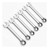 Kit 6 Chaves Combinada com Catraca Cromada para Alto Torque e Encaixe sem Folga